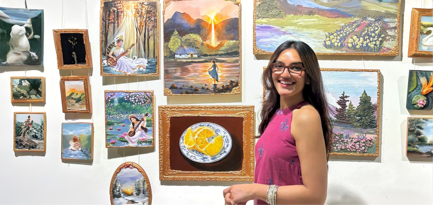 Artist creating a vibrant painting